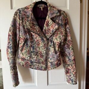 Free People Floral Moto Jacket
